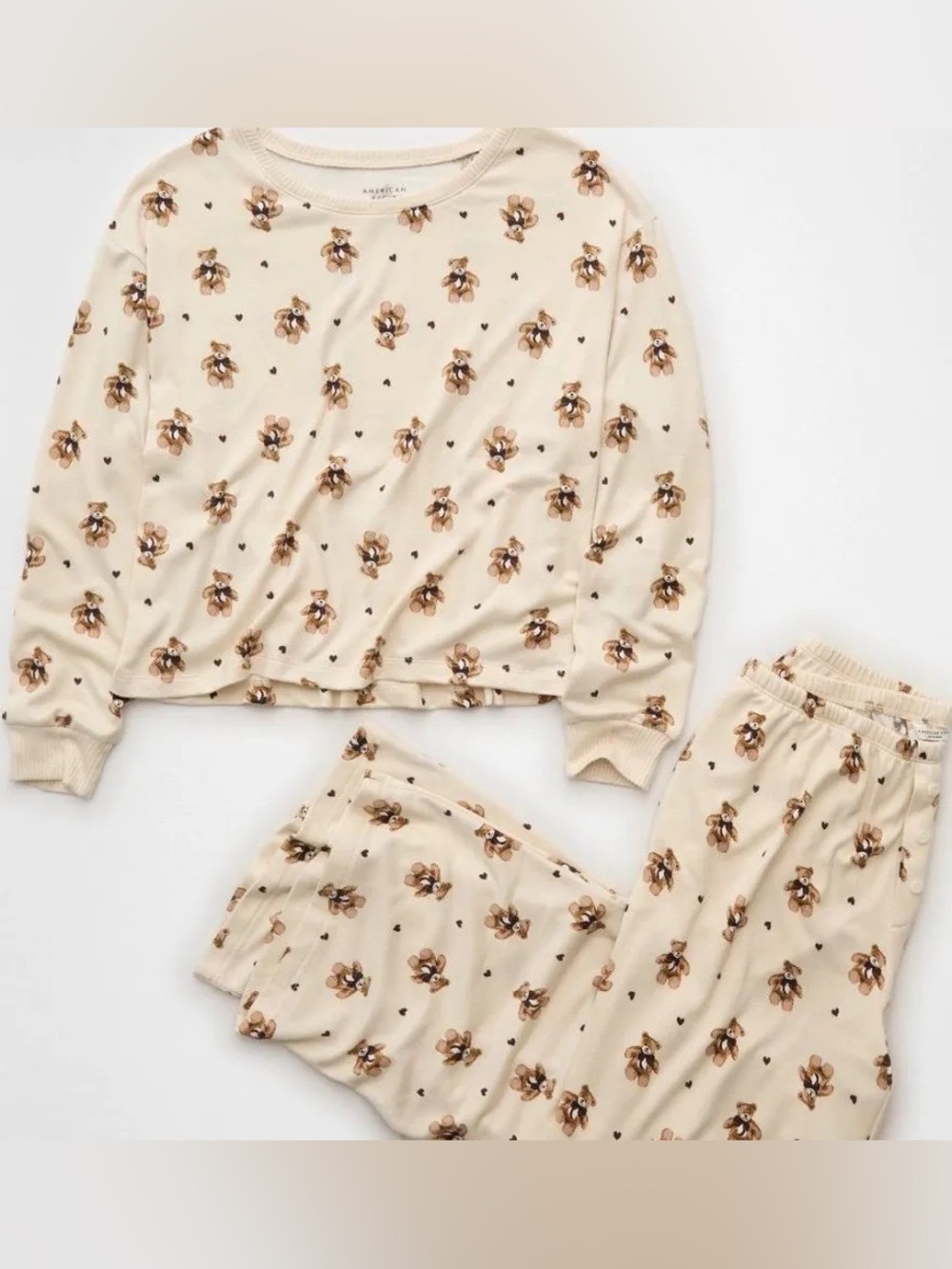 AE luxe plush long sleeve pant set BEARS